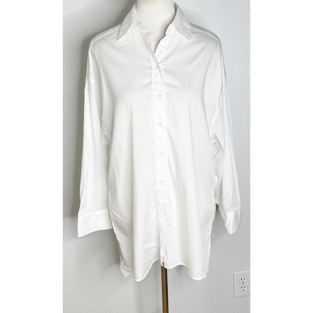 Zara White Oversized Button-Down Shirt